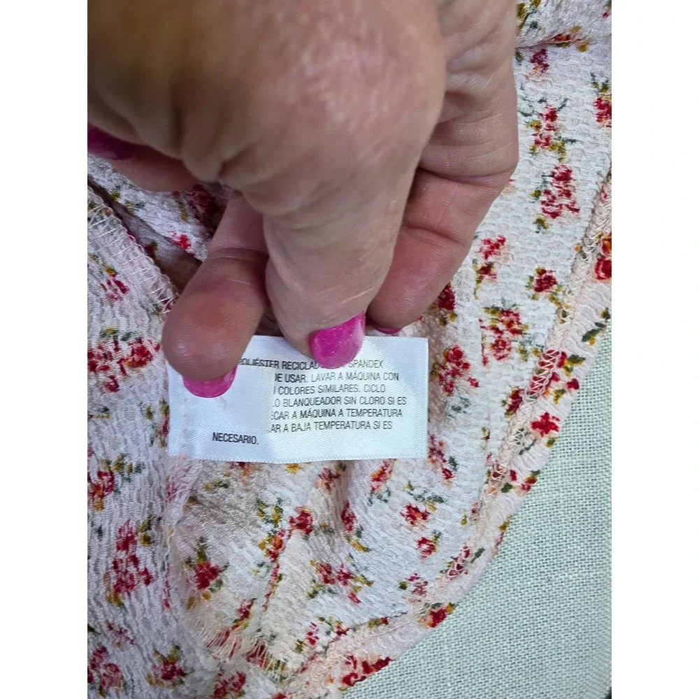 Art Class Girls XXL 16/18 Pink Floral Long Sleeve Textured Seersucker Dress